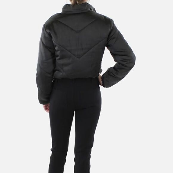 Sanctuary Womens Davis Black Chevron Puffer Short Quilted Coat Outerwear New XS - Picture 9 of 14